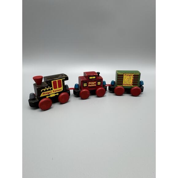 Vintage Montgomery Schoolhouse Inc. Wooden Train Midget Railway 3 Piece READ - Picture 1 of 7